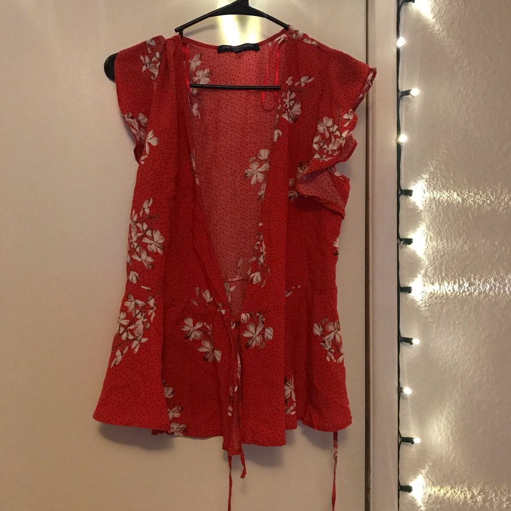 One Clothing Bright Wrap Around Shirt size Small